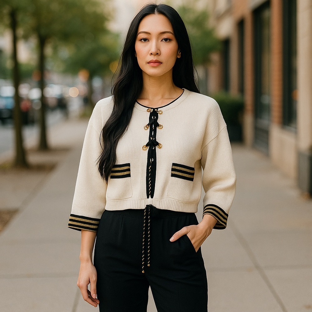 Vintage Alimony Cream Cropped Sweater Top